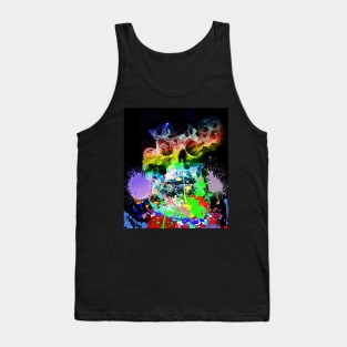 Rainbow Skull, Smoke Paint Ink, Black Tank Top